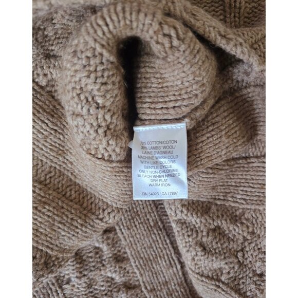 Old Navy Vintage Wool Cotton Fisherman Cable Knit V-Neck Y2K Sweater Pullover M - Picture 8 of 10